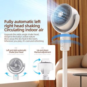 Floor Fan Air Circulation Pedestal Fan with Remote Energy Saving Rechargeable Electronic Floor Standing Fan